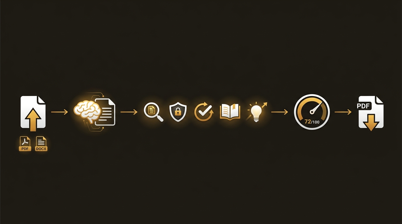The contract review process — upload, analyse, score, report